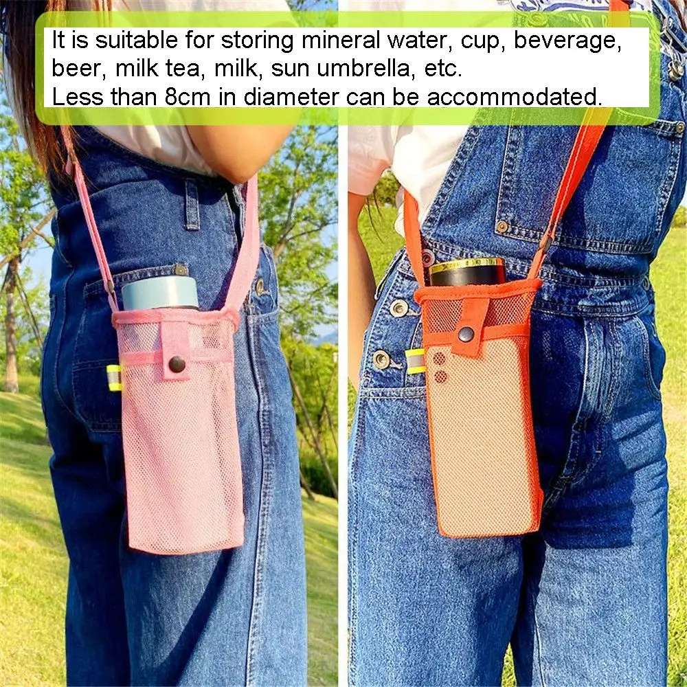 Useful Portable Visible Bag Sport Water Bottle Cover Mesh Cup Pouch Cup Sleeve Mobile Phone Bag view 6
