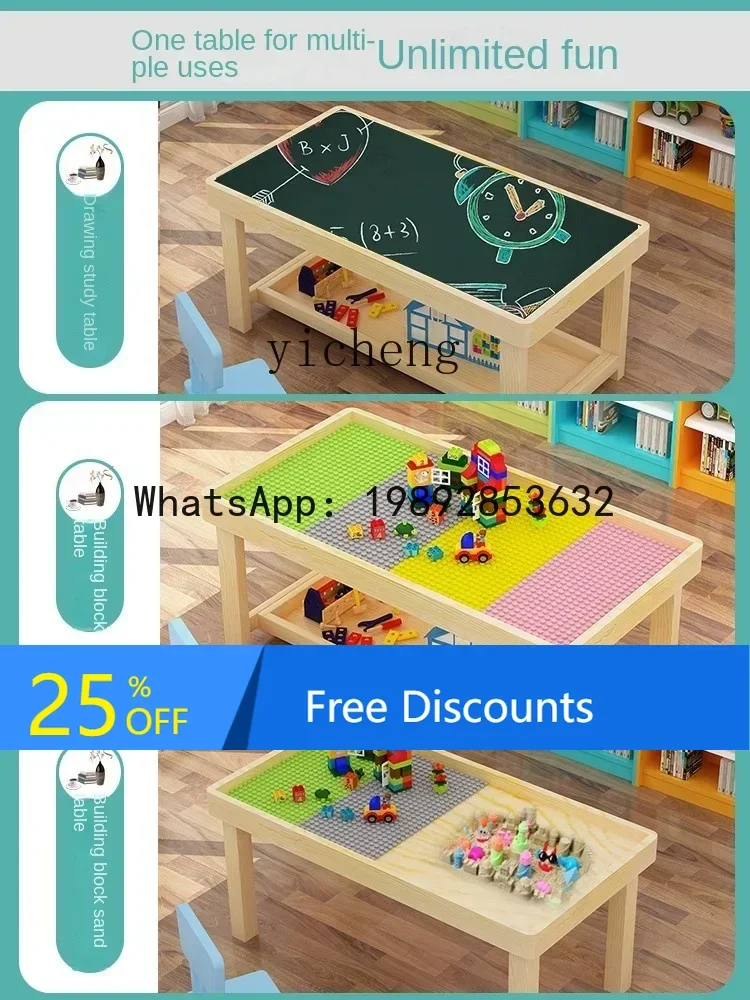 ABC Solid Wood Building Block  Children's Multifunctional Toy Table Baby Gaming Table Drawing Board