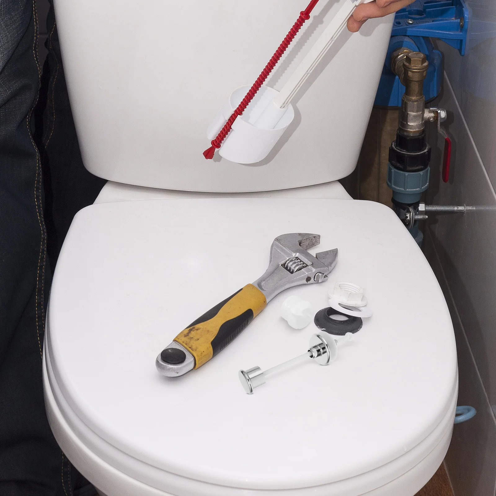 

Комплект из 2 кнопок для унитаза: классический винтажный рычажный механизм, замена для ванной комнаты, простая установка, экономия воды