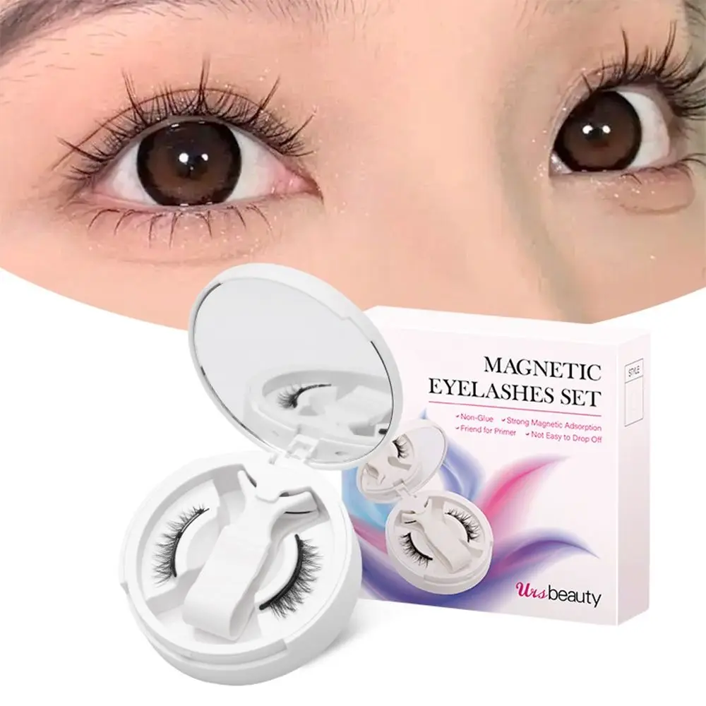 Pestañas magnéticas sin necesidad de pegamento con aplicador, Kit de pestañas magnéticas reutilizables de ojo de zorro, pestañas postizas magnéticas de aspecto Natural