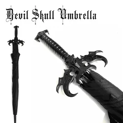 Black Umbrella Sunshad Holy Sword Gothic Style Devil Personality Creative Style Modeling Demon Skull Straight Handle Automatic