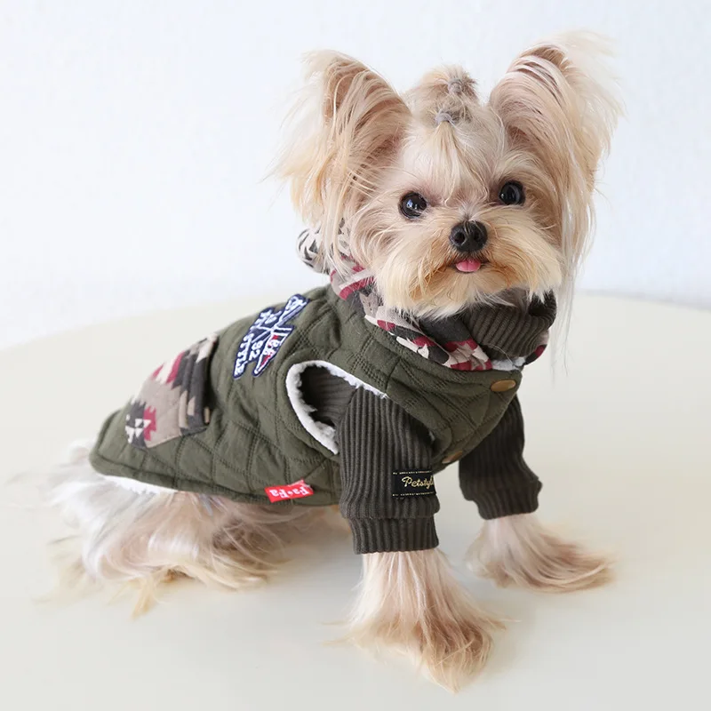 Autumn and Winter Base Coat Dog Hooded Jacket Set Dog Parkas Dog Cat Clothing Pet Clothing Puppy Clothes Christmas Clothes