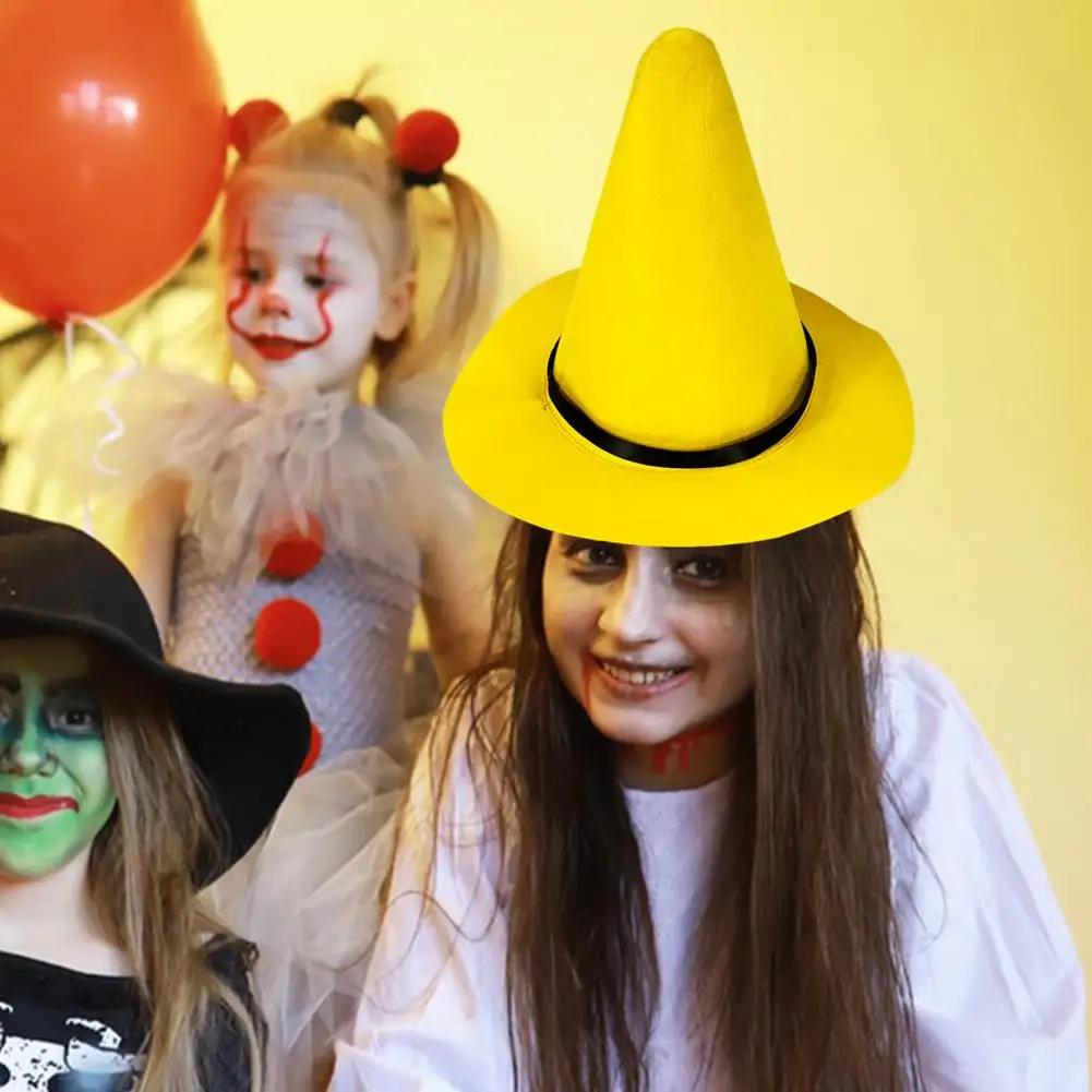 

Halloween Witch Hat Secure Fit Witch Hat Yellow Felt Top Hat for Halloween Costume Party Pointy Witch with for Trick-or-treating
