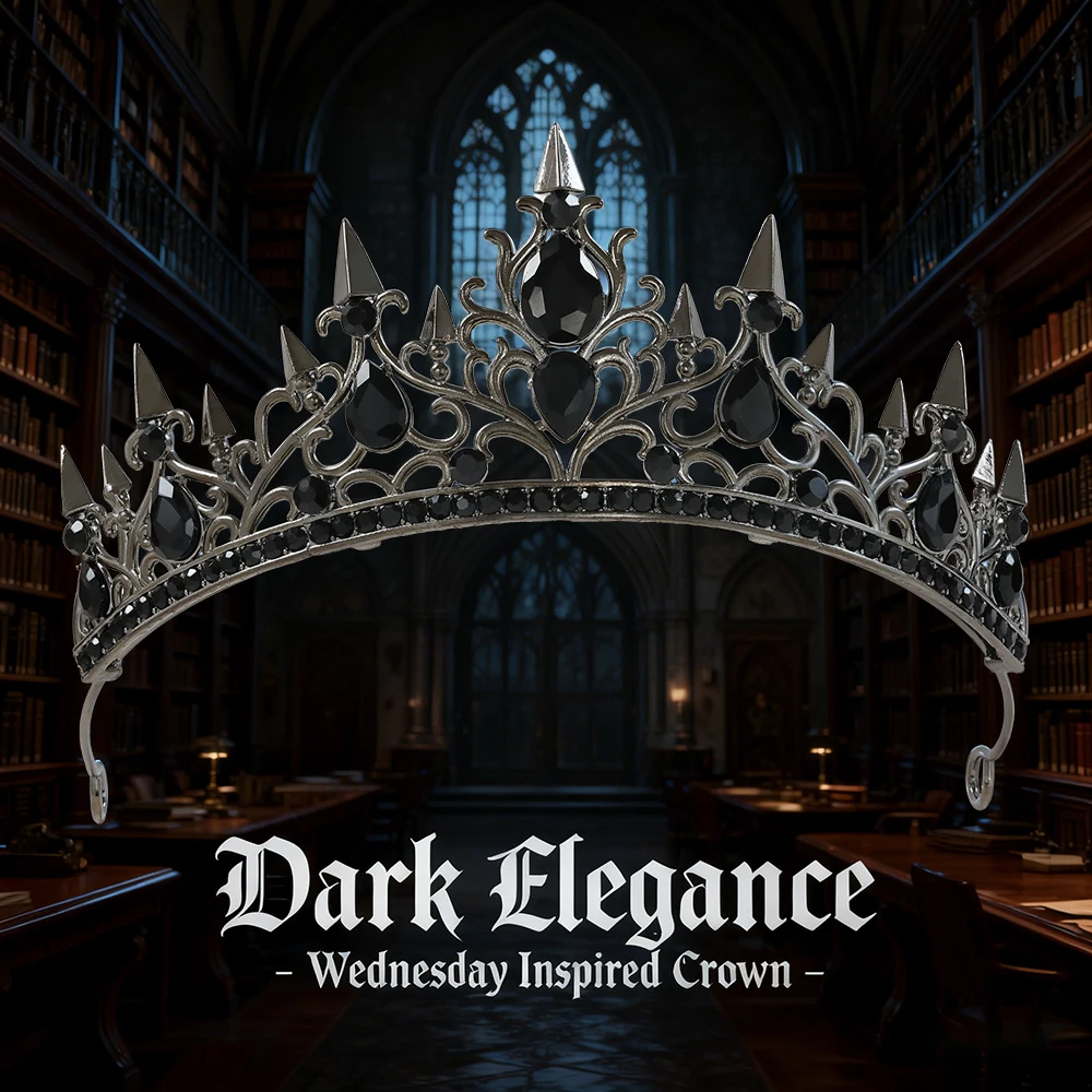 

Wednesday Theme Gothic Dark Crown Alloy Vintage Headpiece for Halloween & Masquerade