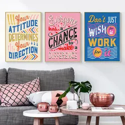 Modern Colorful Motivational Quotes Canvas Art Poster Print Inspirational Wall Decorative Painting for Bedroom Office Home Decor
