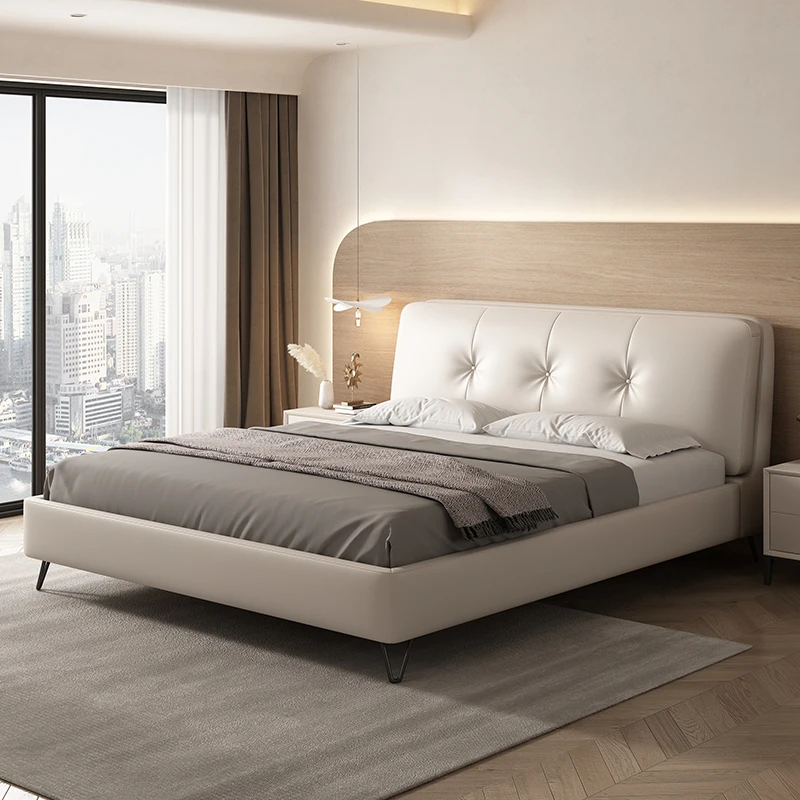

Apartment Fashionable Bed Aesthetics Comfortable Light Luxury Modern Double Bed European Simple Cama De Casal Home Furniture