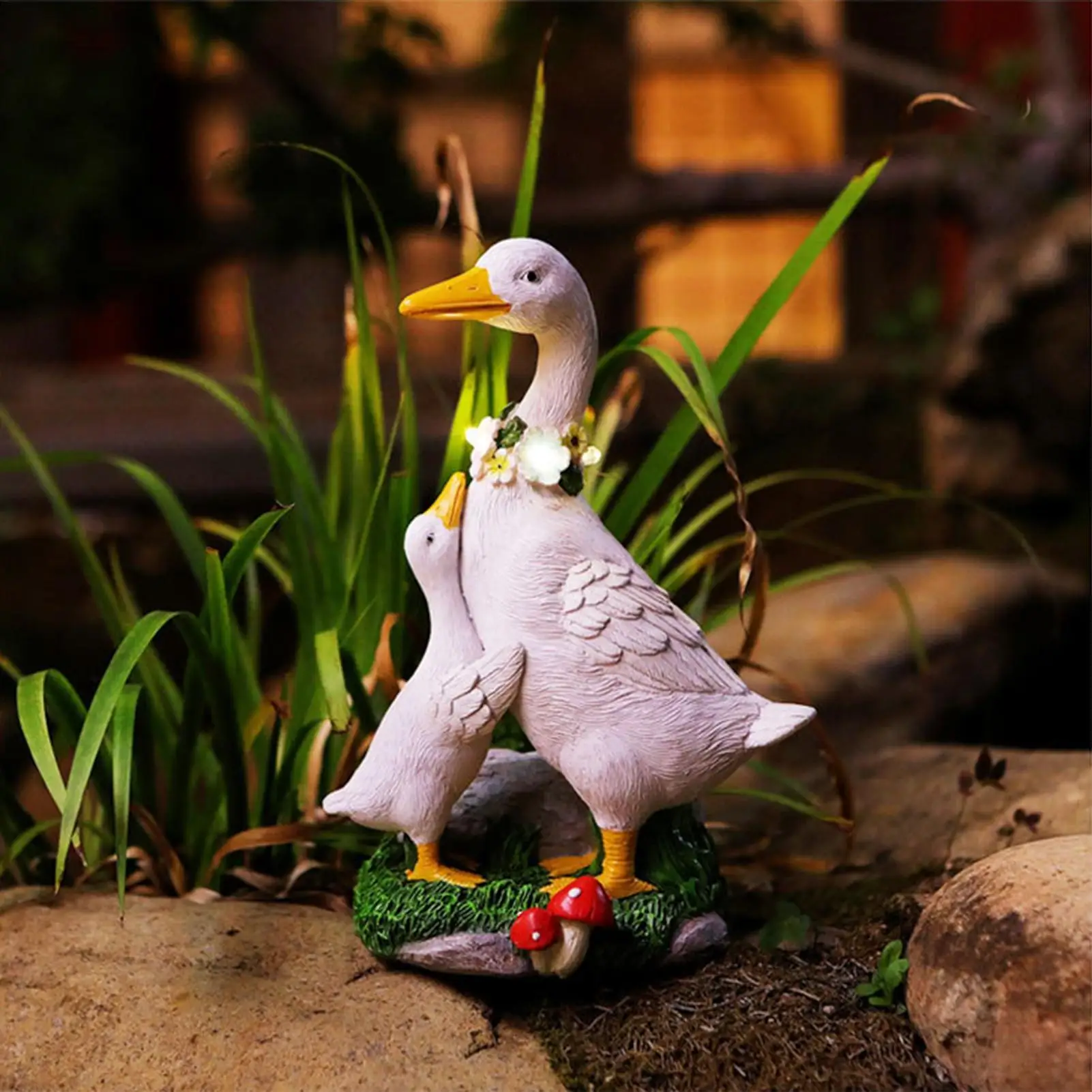 

Статуя гуся, уличная смола на солнечной энергии, уличный декор, патио, скульптура животного для владельцев дома, садожников, коллекционеров, лужайки, патио