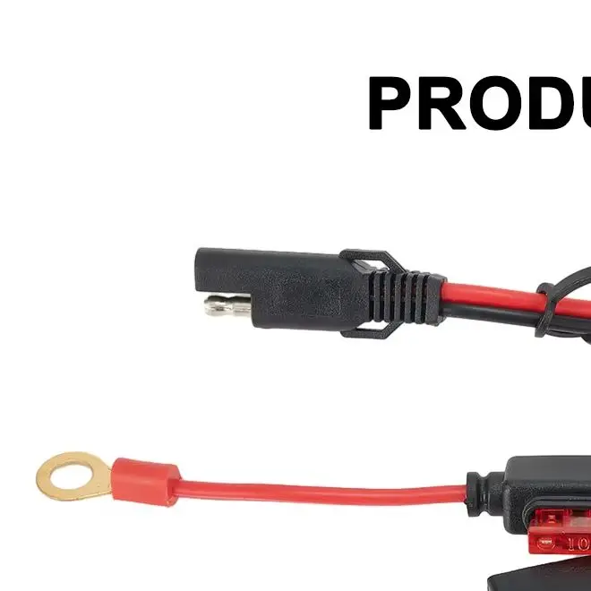SAE Terminal Power Cord Cable Harness Wire Extension for Motorcycle Battery Charging and DC Outlet Connection Applications