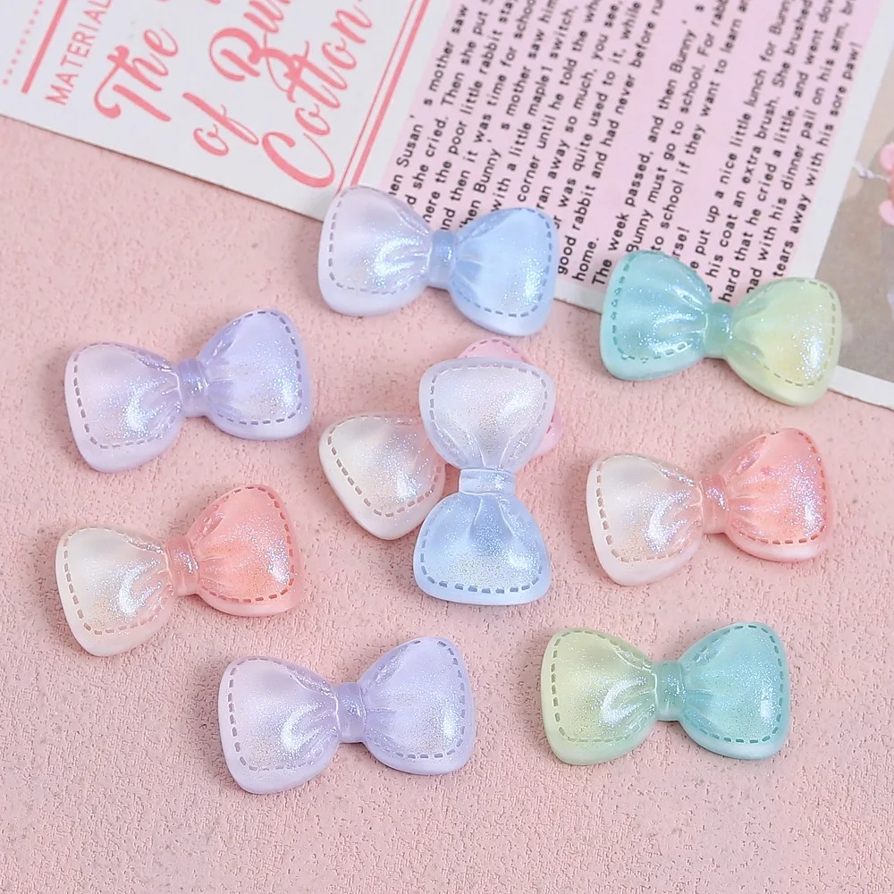 10Pcs Kawii resin butterfly bow Series Miniature Flat Back Cabochons For Hairpin Scrapbooking DIY Home Decor Craft Accessories