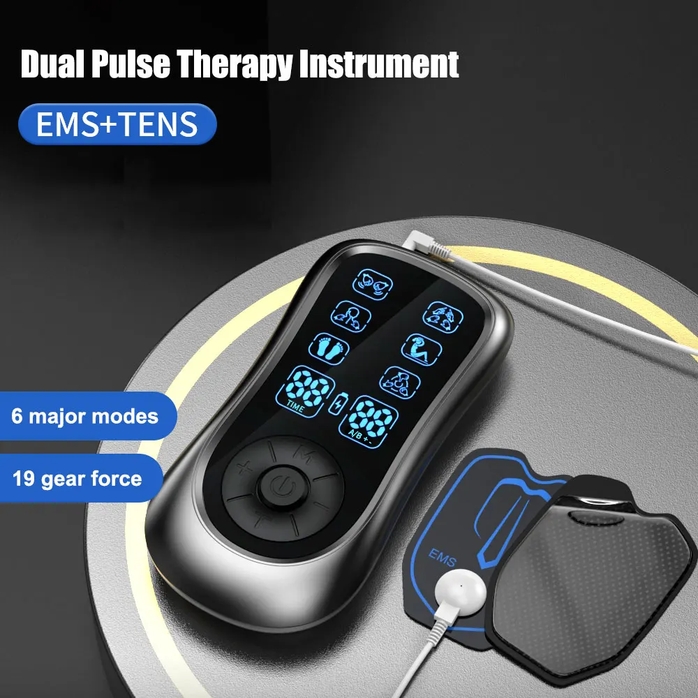 EMS TENS Unit Muscle Stimulator, Dual Pulse TENS Machine for Pain Relief Therapy, 6 Modes 19 Levels Electric Muscle Stimulator