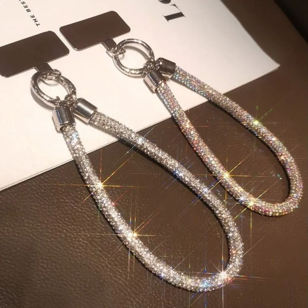 Diamond Luxury Phone Lanyard Short Pendant Metal Clip Full Diamond Lanyard Bold Rhinestone Sturdy Design Universal Phone Lanyard
