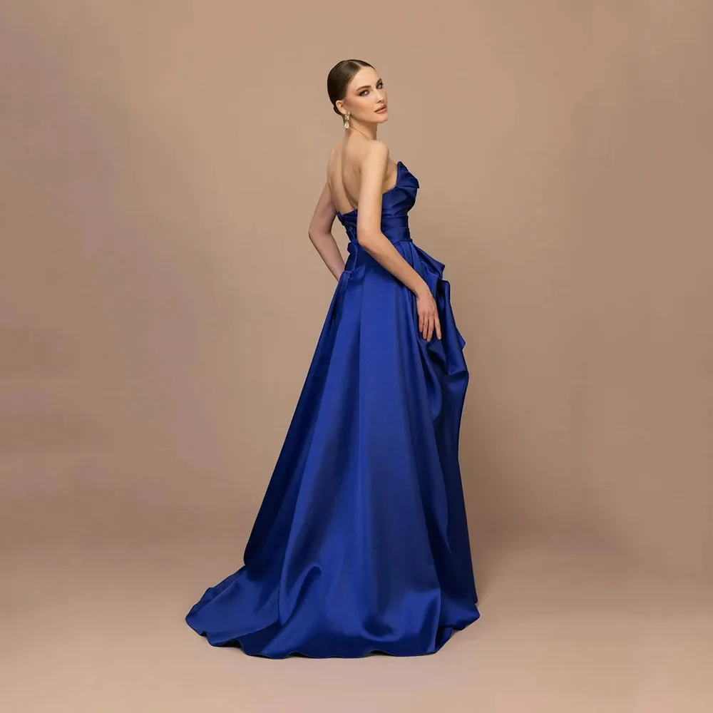 Robes de soirée en Satin personnalisées, élégantes, sans bretelles, robes de bal, fente avant, longueur au sol, robes de bal, 2025