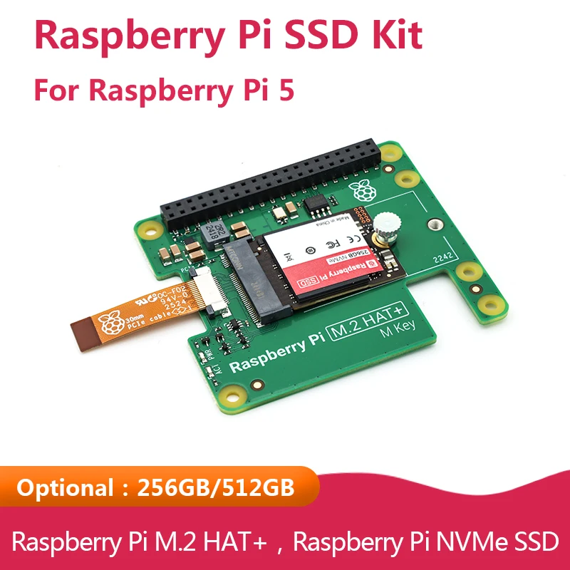 Raspberry Pi SSD Kit For Raspberry Pi 5, Includes Raspberry Pi M.2