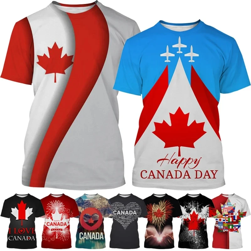 Canada Patriotic T-shirt 3D Printed Summer Fashion Men and Women\'s Happy Canada Day Harajuku Short-sleeved O-neck Top