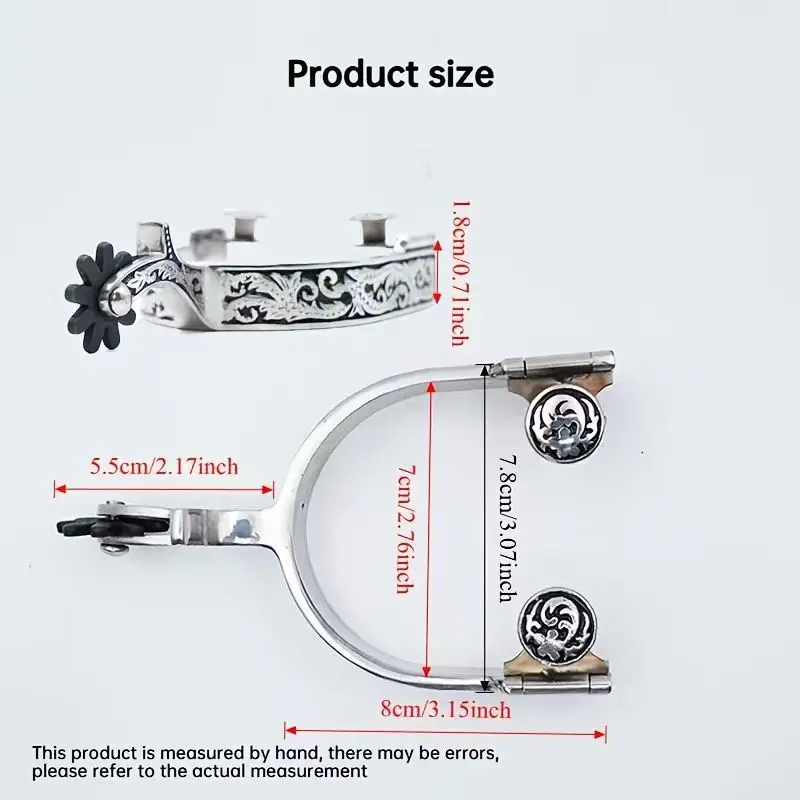 For Carved Western Spurs Rotatable Gear, Equestrian Spurs Riding Spurs, Race Training Harness Accessories