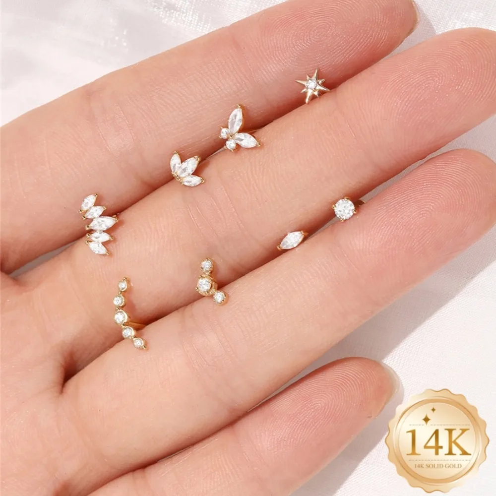 DIeSchein 14K Solid Gold Cartilage Earring for Women Helix Daith Tragus Septum Clicker Hoop Hypoallergenic Piercing Jewelry - view 4