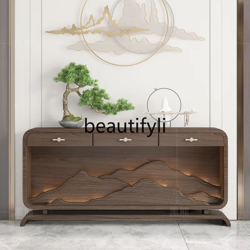 Light luxury Zen view against the wall, entrance hall decoration, entrance cabinet