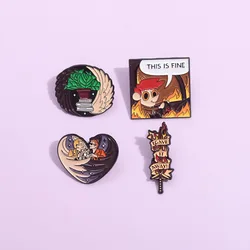 Cute Character Enamel Pin Angels and Demons Are Good Friends Brooch Backpack Accessories Metal Badge Gift Jewelry Wholesale