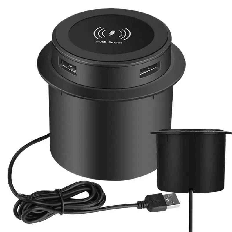 Under Desk Wireless Charger Multifunctional 3in1 Fast Wireless Charger USB Desktop Embedded Wireless Charger For Smartphone