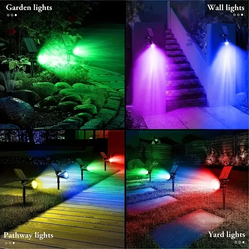 Focos solares de 9 LED, impermeables IP65 para exteriores, focos, brillo ajustable para decoración de jardín, patio, entrada