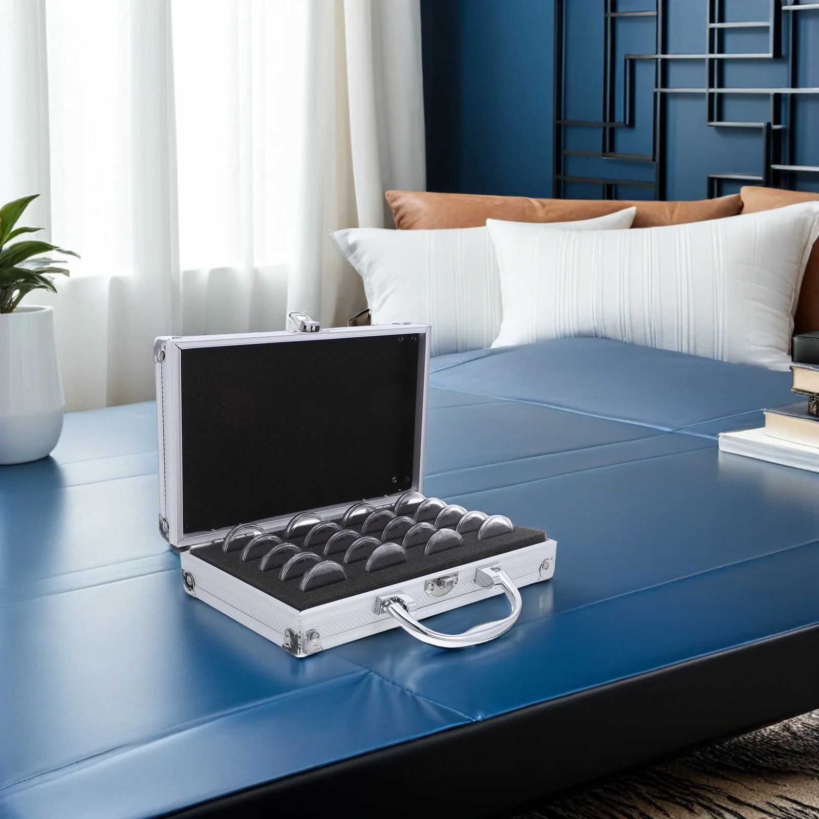 Portable Coin Organizer Collecting Case Transparent Box Metal Lid Secure Storage for Collectors Coin Box Currency Display Holder