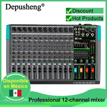 Depusheng 전문 오디오 믹서, 12 채널 사운드 보드 콘솔, DJ 믹싱 데스크 시스템 인터페이스, 내장 256 리버브 효과, MG12