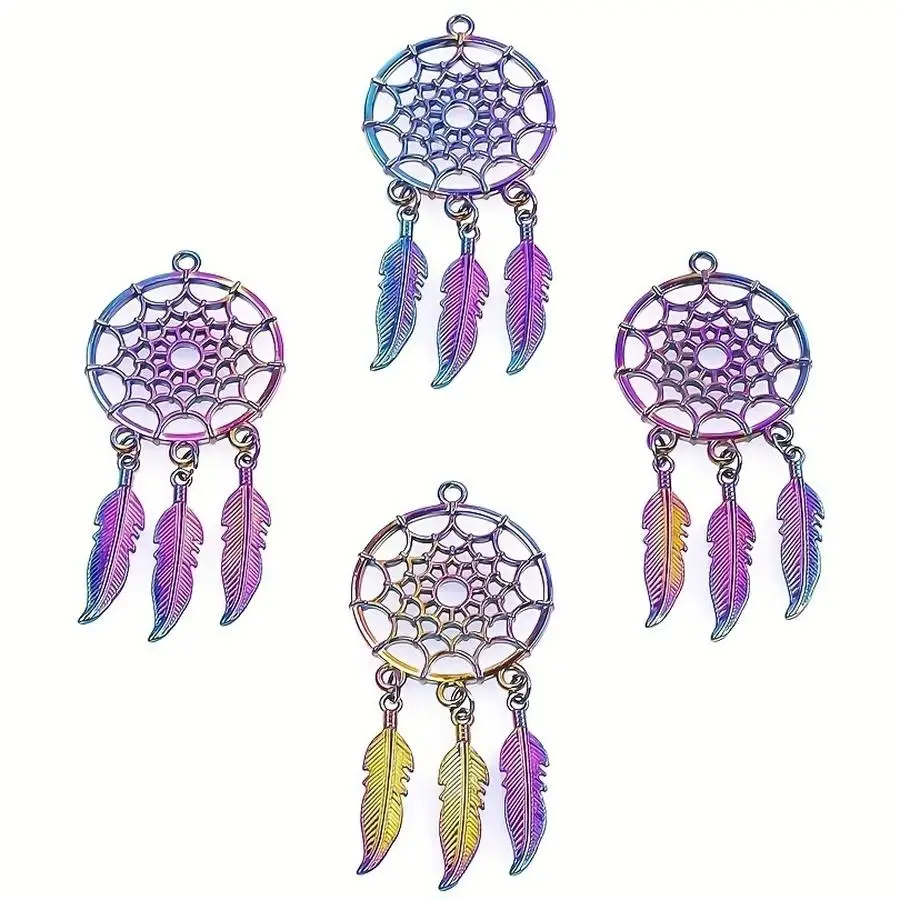 1/5/10/20/50/100pcs Dreamcatcher Charm Pendant Multicolor Metal Jewelry DIY Accessories Feather Wing Hanging Charms for Necklace