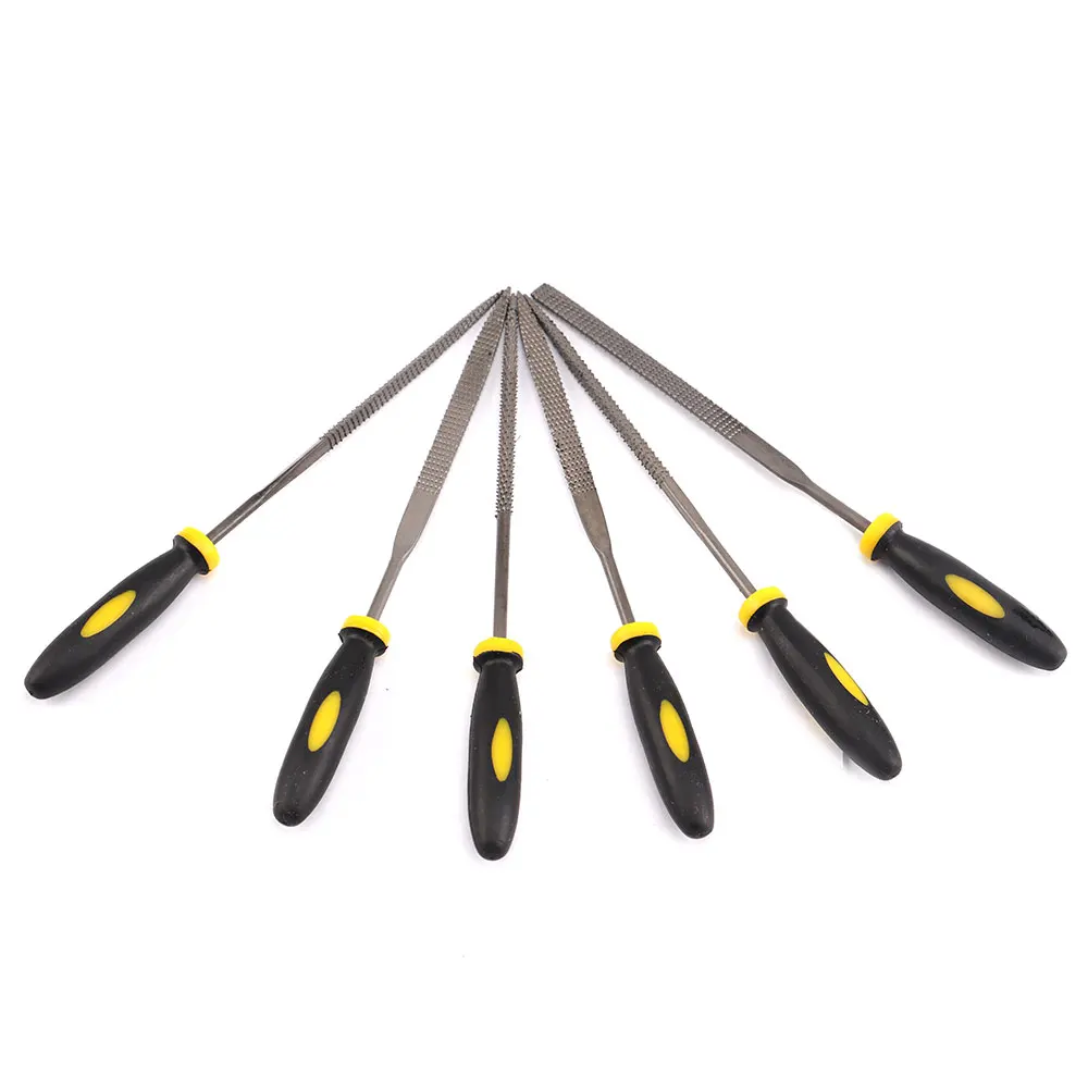 6Pcs Mini แฟ้ม Sharpening ชุดรอบแบนสามเหลี่ยมสแควร์ Willow รูปครึ่งวงกลมเครื่องมือสำหรับขัดขัด
