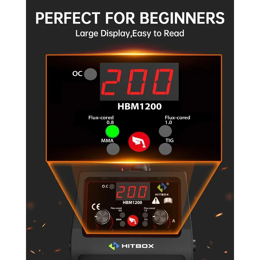 HITBOX 140A MIG Welder Gasless 110V 220V Dual Voltage Flux Core Welder Flux MIG Lift TIG Stick 3 In 1 Synergy MIG Welding Machi