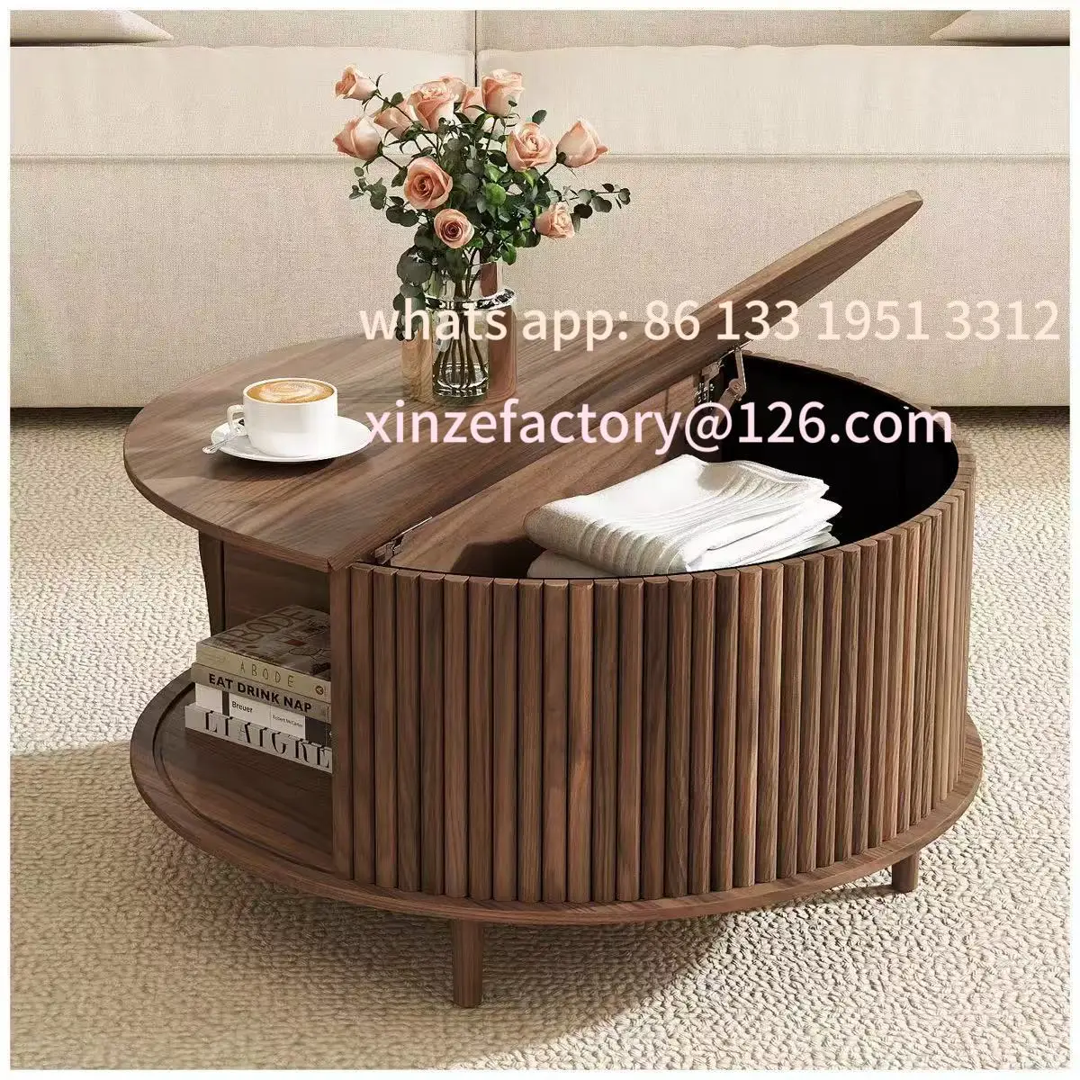 

Customizable Round Chain Door Coffee Table Household Living Room Round Cabinet Cabinet