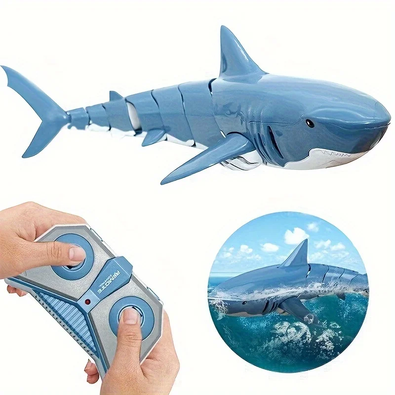 2.4G Remote Control Shark RC Boat 4WD Waterproof Fast RC Ship Toys Outdoor Animals Water Toys Birthday Gift Christmas Gift