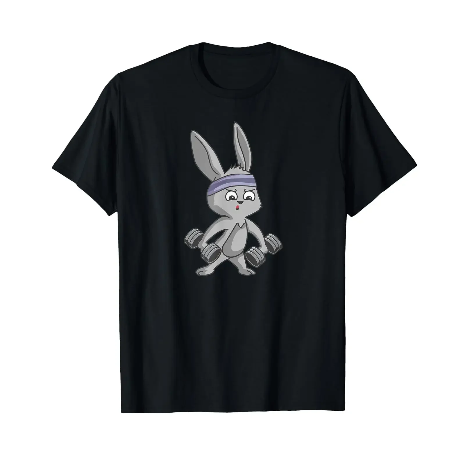Funny Rabbit in Gym Strength Training Powerlifting T Shirt black vintage Washed Stylish graphic Soft Stretched fashion