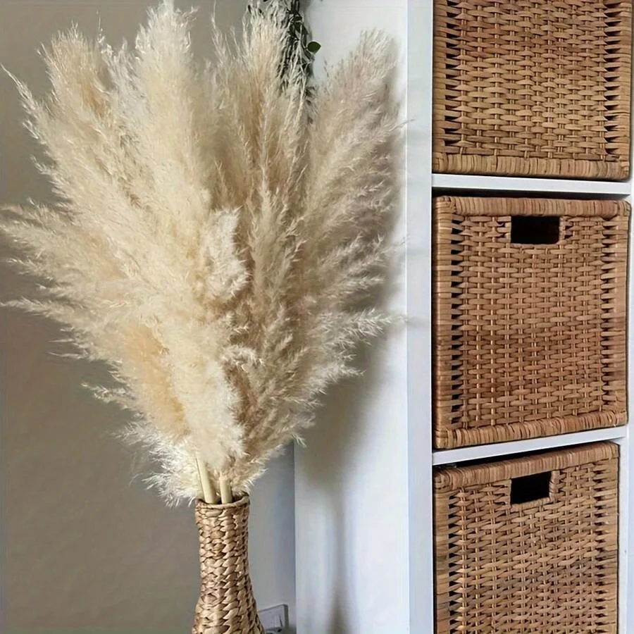 Lot de 10 bouquets d'herbe de la pampa naturelle et moelleuse de 37 pouces de hauteur, décoration bohème pour mariage, maison, fête, bureau, cérémonie, Saint-Valentin, ornement d'automne