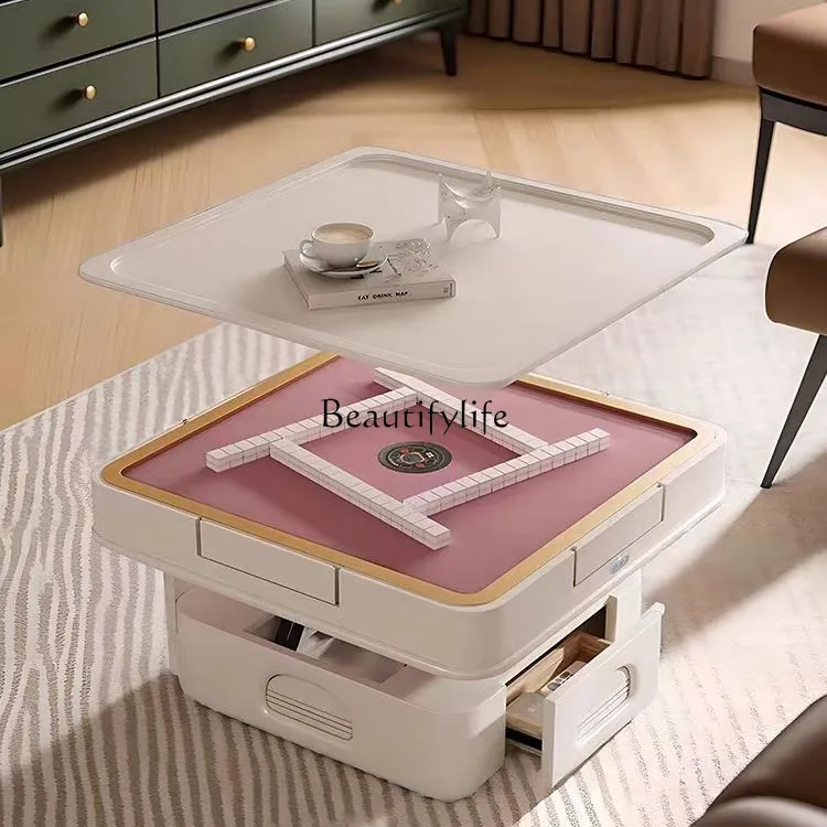 *Mahjong table machine automatic coffee table dining table integrated dual-purpose multi-functional lifting cream wind