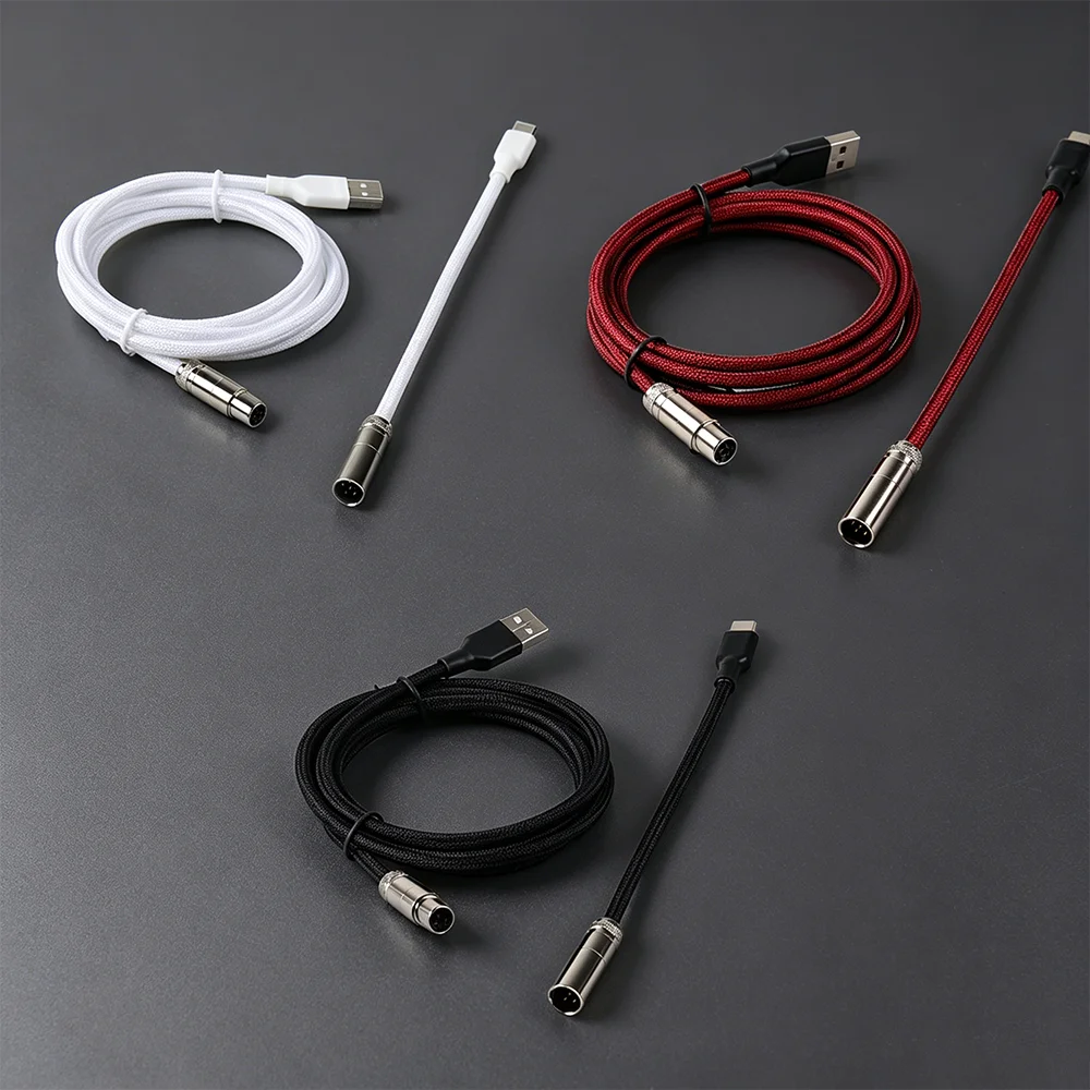 

【LANO】Спиральный кабель Type-C-USB с двойной оплеткой для механической клавиатуры, съемный разъем FGG/MINI XLR для игровой клавиатуры