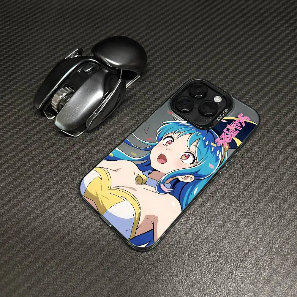Urusei Y-yatsura حافظة هاتف لطيفة لهاتف آيفون 16 15 14 13 12 11 Plus Pro Max متعدد الألوان غطاء ليزر أورورا مقاوم للصدمات Funda
