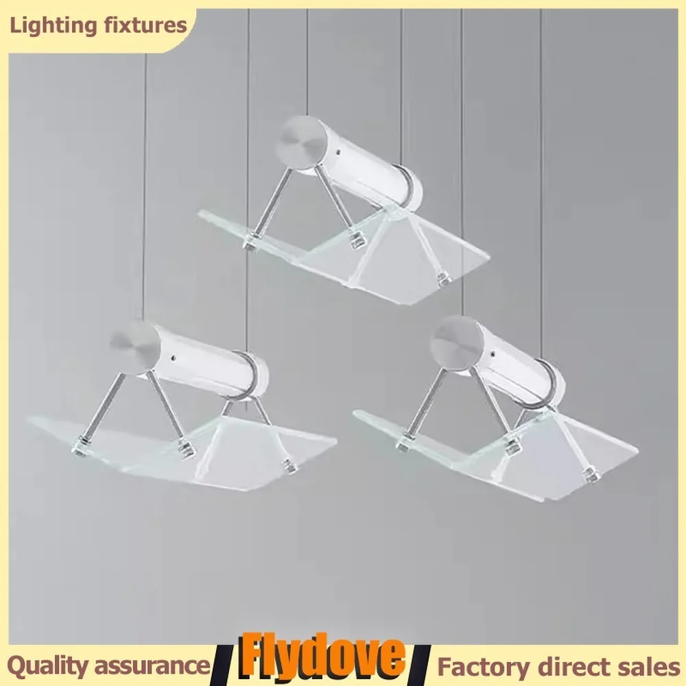 

Nordic Bauhaus Industrial Style Glass Chandelier Hall Hotel Study Background Wall LED Hanging Bright Color Ceiling Decoration