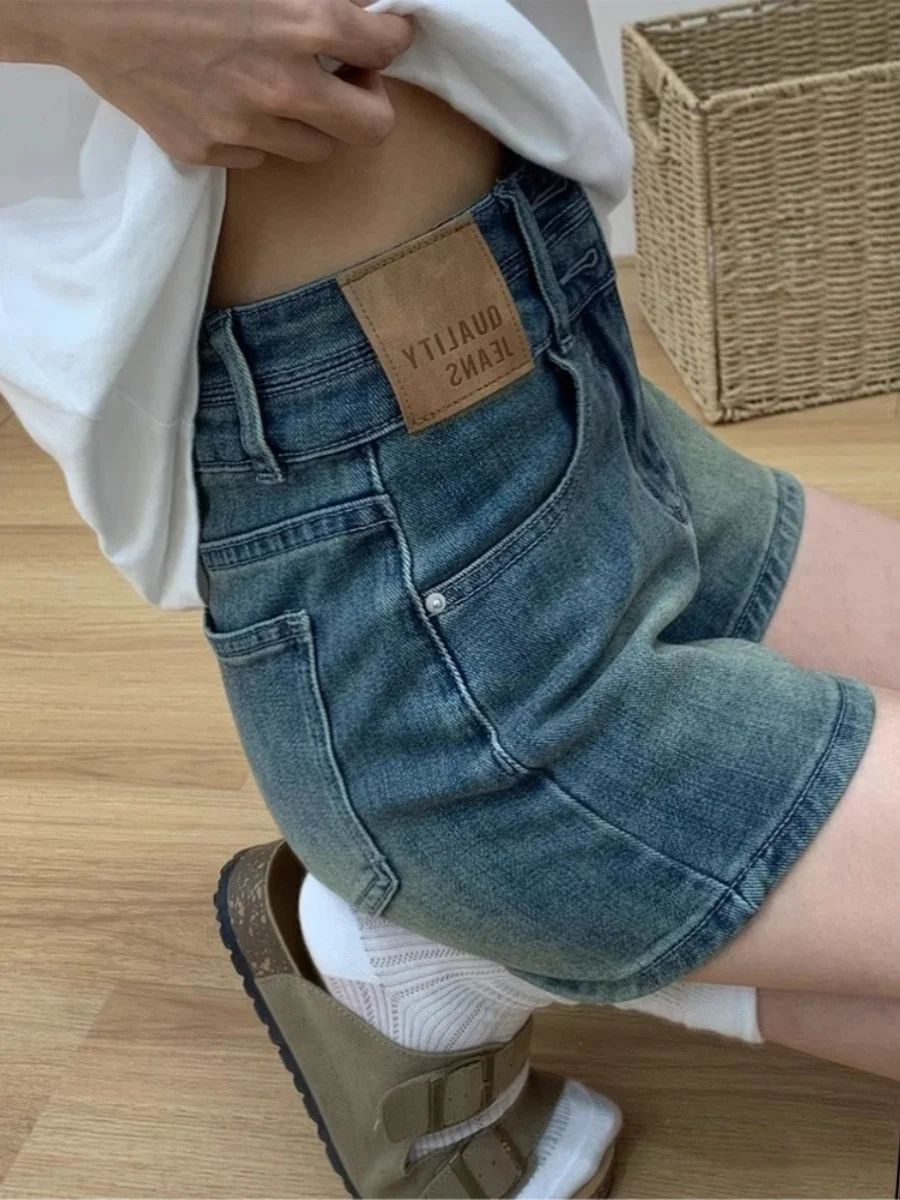 

Slimming High Waist Straight Leg Super Short Hot Pants Women's Denim Shorts Elastic Stretchy Summer Fashion plus Size Jeans
