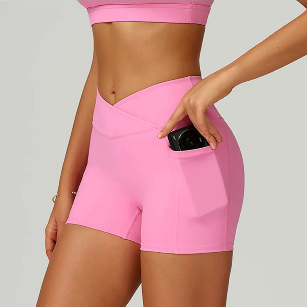 

Cross Waist Head Yoga Shorts Women High Waist Workout Shorts Fitness Yoga Lift Butt Fitness Ladies Yoga Gym Running Short Pants
