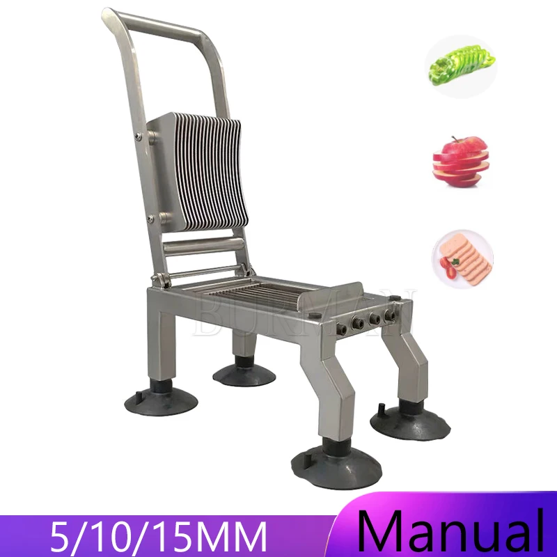 Manual Stainless Steel Fruit Vegetable Cutter Onion Tomato Slicer  5MM 10MM 15MM