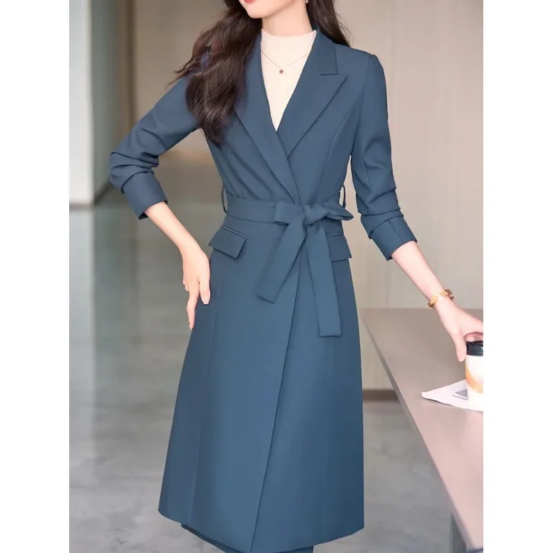 Black Blue Brown Office Ladies Skirt Suit Women Female Long Sleeve Formal Two Piece Set for Autumn Winter Business Work Wear