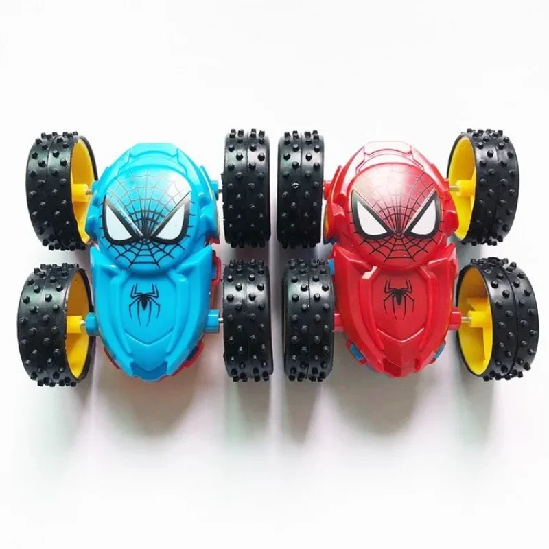 مارفل أفنجرز سبايدرمان سيارات بالقصور الذاتي على الوجهين 360 °   ألعاب الرافعة للأطفال والأولاد والبنات ألعاب الرسوم المتحركة أنيمي هدية عيد ميلاد السيارة