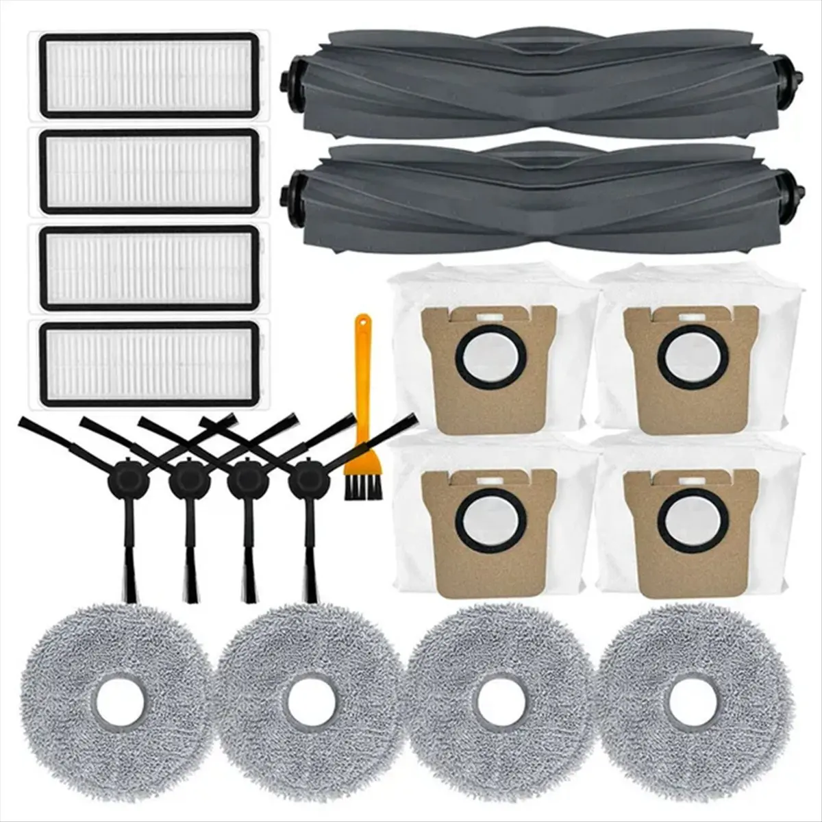 Repuestos para Dreame Bot L20 Ultra L30 Ultra/X20 Pro: Cepillo Principal, Cepillo Lateral, Paño de Limpieza, Filtro HEPA, Bolsas para Polvo