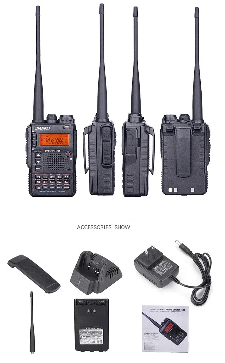 JIANPAI 8DR HAM Two Way Radio Dual Bands VHF UHF Classic Design Keyboard Waterproof Outdoor Durable Wireless Interphone
