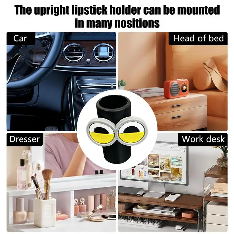 Car Lip Balm Holder Car Lipstick Holder No Melt Cartoon Design Storage Rack Case Keychain Attachment For Air Vent Hiking Outdoor view 5