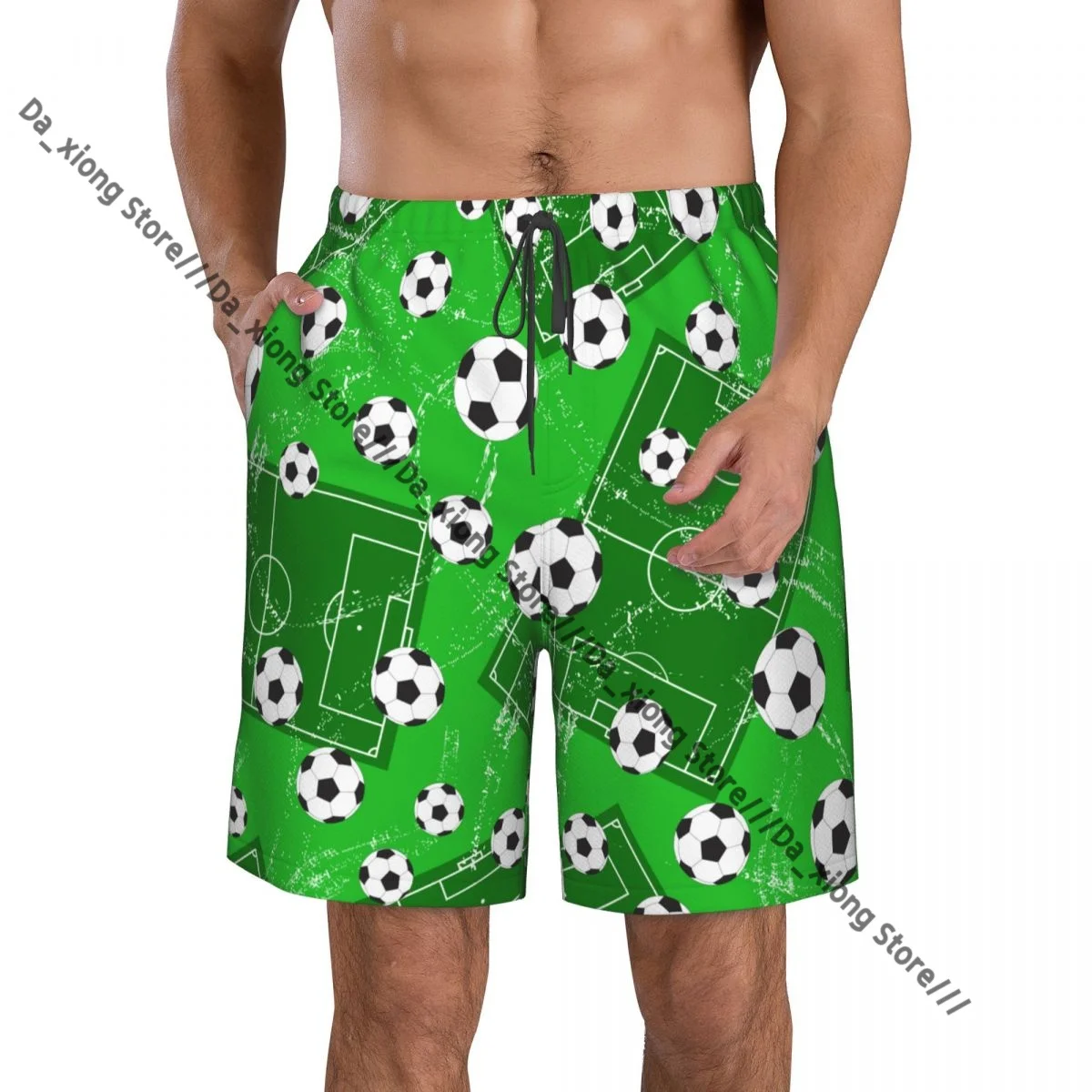

Мужские шорты для плавания, фон для купания с футбольными воротами и плавками с футбольным мячом, купальник, пляжная одежда, шорты для плавания