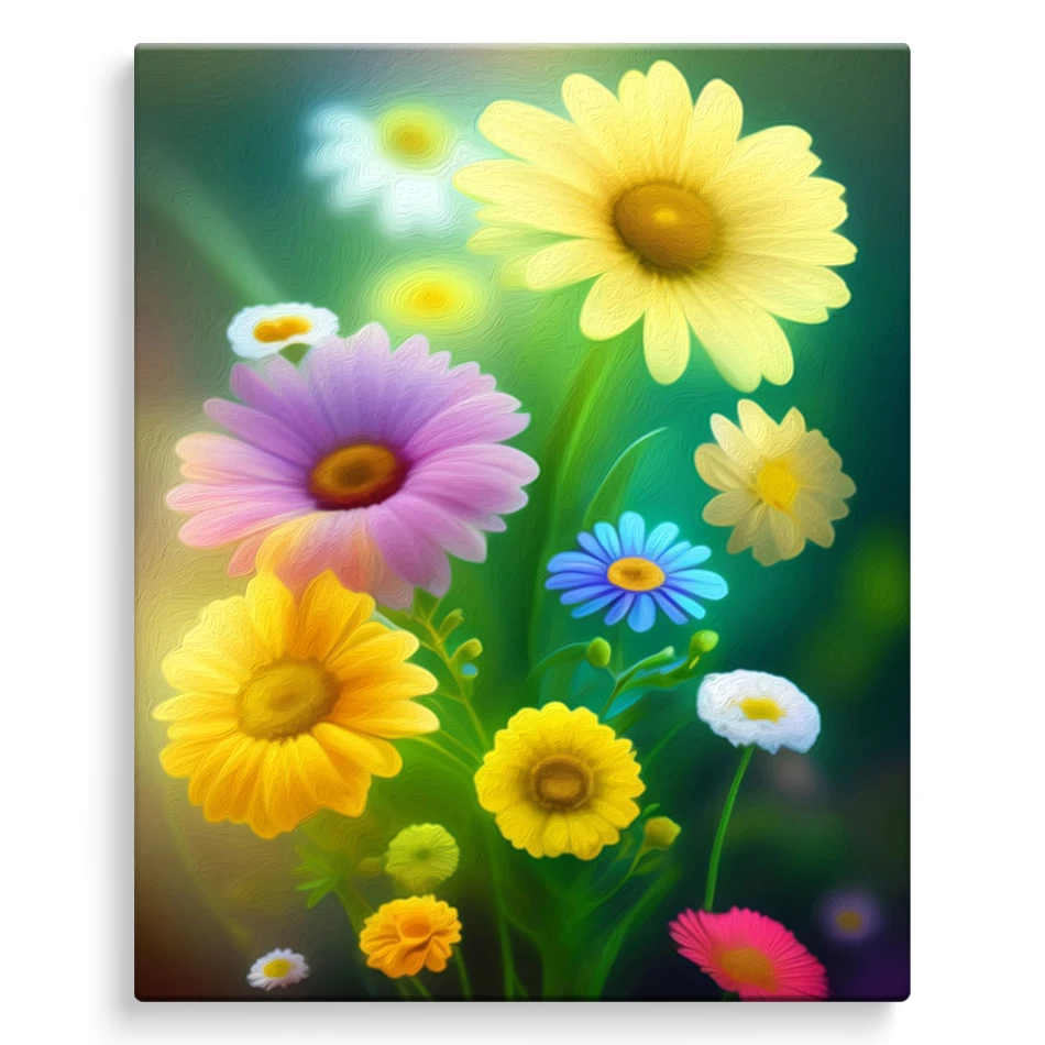 

SDOYUNO Paint By Numbers For Handiwork With Frame Flowers Daisy Handmade Acrylic Paints Art Supplies Green Wall Decor