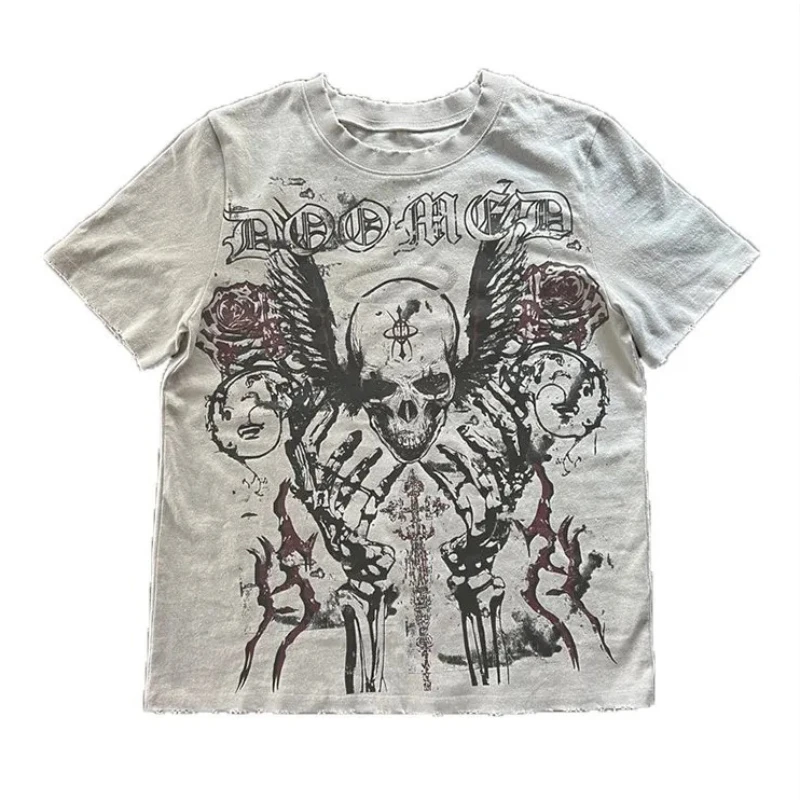 

Fashion horror skull print breathable comfortable round neck T-shirt breathable T-shirt outdoor street style