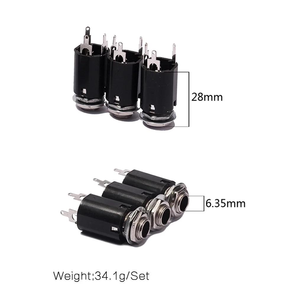 

6 pcs Threaded Cylinder Endpin Jack 1/4 Inch 6.35Mm Stereo Phone Plug For Guitar Bass Output Input Socket Connector Instrument