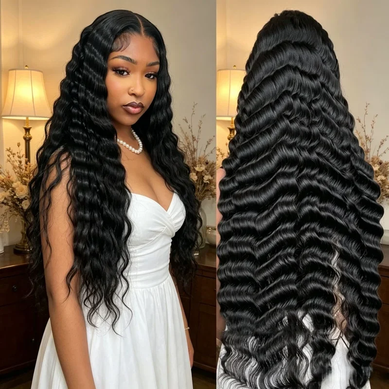 

32 Inch Burmese Curly 13x4 HD Lace Frontal Human Hair Wig, Pre Plucked Glueless Natural Looking Wig for Black Women